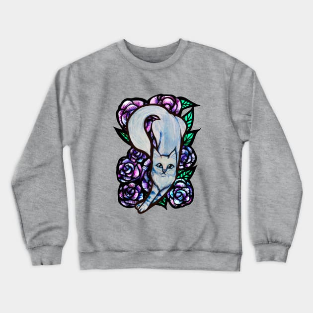 Kitty Cat Floral Crewneck Sweatshirt by bubbsnugg